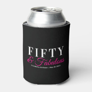 Fifty and Fabulous Fancy Hot Pink 50th Birthday Can Cooler