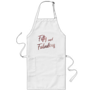 Fifty and Fabulous Faux Rose Gold in Modern Script Long Apron