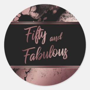 Fifty and Fabulous Faux Rose Gold Marbled Pattern Classic Round Sticker