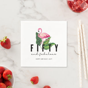 Fifty and Fabulous Flamingo 50th Birthday Party Napkin