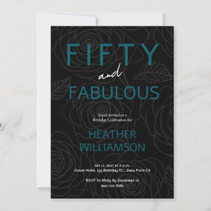 Fifty and Fabulous Floral 50th Birthday Invitation