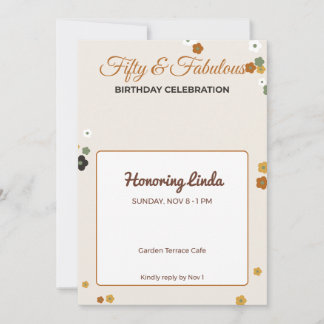 Fifty and Fabulous Floral Birthday Invitation