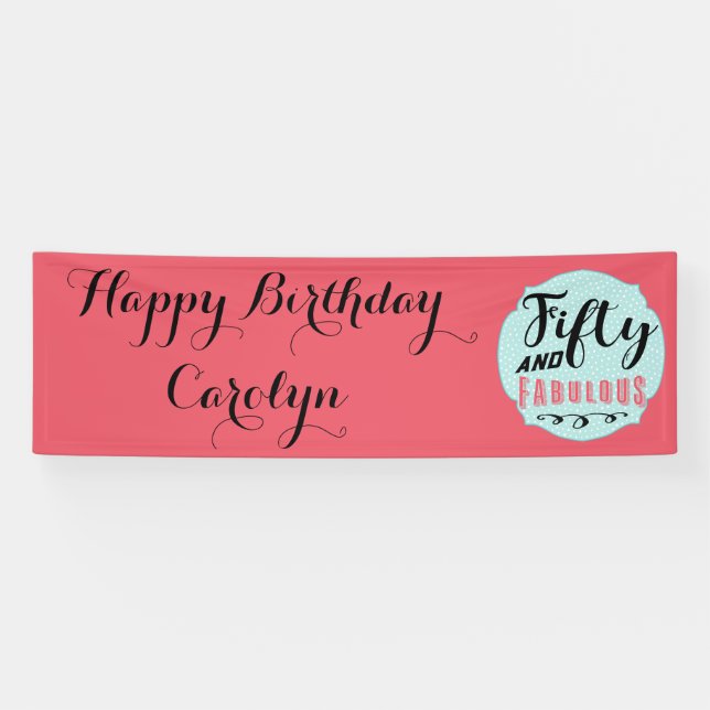 Fifty and Fabulous Fun Birthday Celebration Banner (Horizontal)