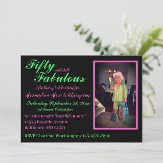 Fifty and Fabulous Fun Colourful 50th Birthday Invitation