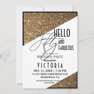 Fifty and Fabulous Gold Birthday Party Invitation