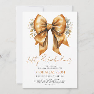 Fifty and Fabulous Gold Bow 50th Birthday Party Invitation