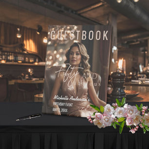 Fifty and Fabulous Guest Book Pedestal Sign