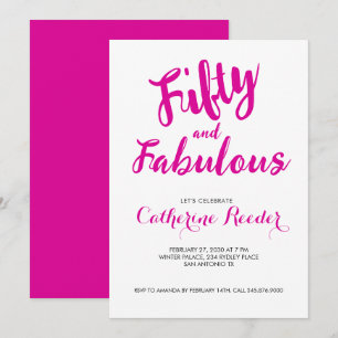 Fifty and Fabulous Hot Pink 50th Birthday Party Invitation