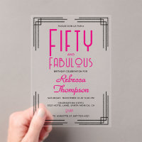 Fifty and Fabulous Hot Pink Art Deco 50th Birthday