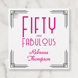 Fifty and Fabulous Hot Pink Art Deco 50th Birthday Favour Tags