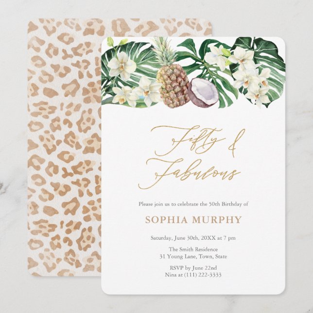 Fifty and Fabulous Jungle 50th Birthday Party Invitation (Front/Back)