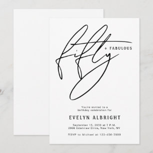 Fifty and Fabulous Minimal 50th Birthday Party Invitation