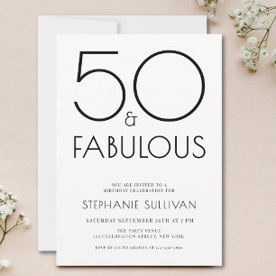 Fifty and Fabulous Minimal 50th Birthday Party Invitation