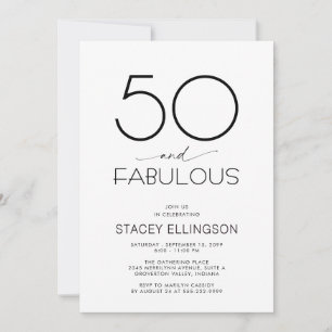 Fifty and Fabulous Minimal 50th Birthday Party Invitation