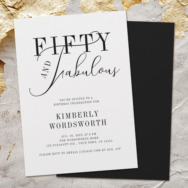 Fifty and Fabulous Minimal Script 50th Birthday Invitation (Creator Uploaded)