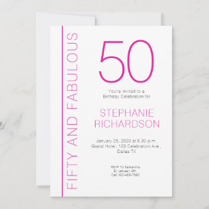 Fifty and Fabulous Modern 50th Birthday Party Invitation