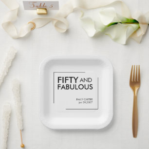 Fifty and Fabulous Modern 50th Birthday Party  Paper Plate