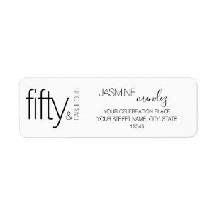 Fifty and Fabulous Modern Black and White Address