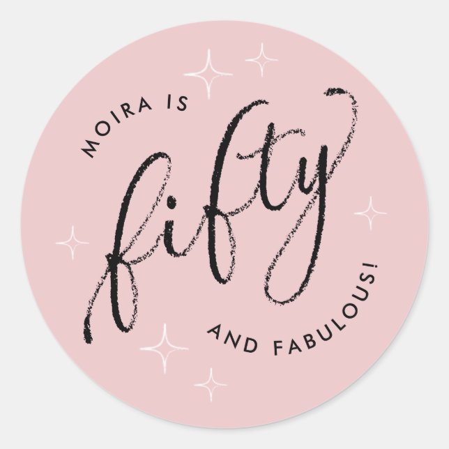Fifty and Fabulous Modern Dusty Pink 50th Birthday Classic Round Sticker (Front)