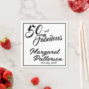 Fifty and Fabulous Name Date 50th Birthday Napkin
