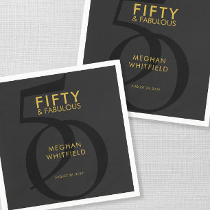Fifty and Fabulous Name Date 50th Birthday Napkin