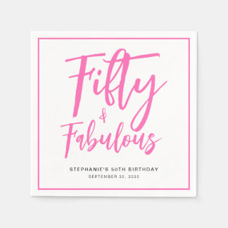 Fifty and Fabulous Name Date 50th Birthday Party Napkin