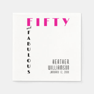 Fifty and Fabulous Name Date 50th Birthday Party Napkin