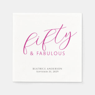 Fifty and Fabulous Name Date 50th Birthday Party Napkin