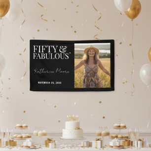 Fifty and Fabulous Photo 50th Birthday  Banner