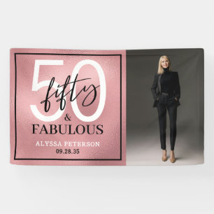 Fifty and Fabulous Photo 50th Birthday Party Banner