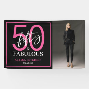 Fifty and Fabulous Photo 50th Birthday Party Banner