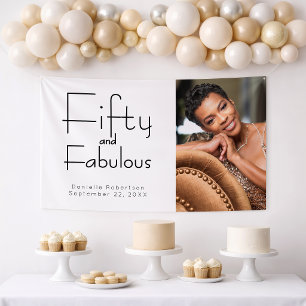 Fifty and Fabulous Photo 50th Birthday Party Banner
