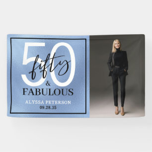 Fifty and Fabulous Photo 50th Birthday Party Banner