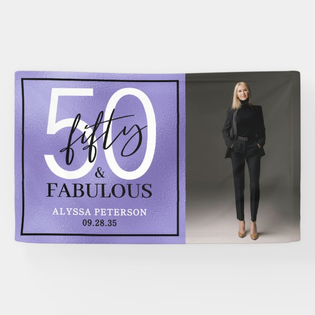Fifty and Fabulous Photo 50th Birthday Party Banner (Horizontal)