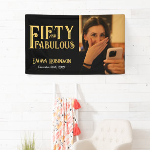 Fifty and Fabulous Photo 50th Birthday Party Banner