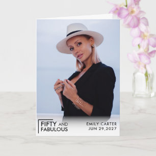 Fifty and Fabulous Photo 50th Birthday Party Card
