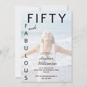 Fifty and Fabulous Photo 50th Birthday Party Invit Invitation