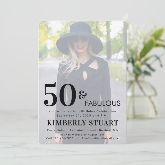 Fifty and Fabulous Photo 50th Birthday Party Invitation (Standing Front)