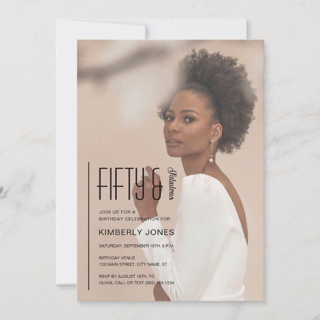Fifty and Fabulous Photo 50th Birthday Party Invitation (Front)