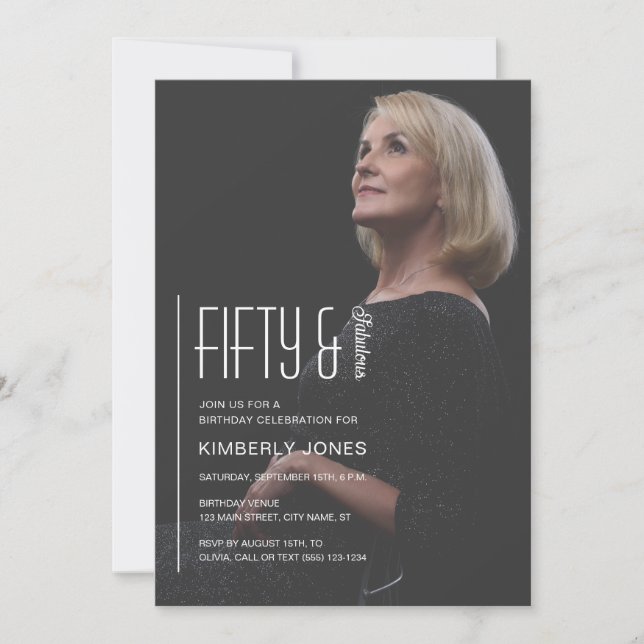 Fifty and Fabulous Photo 50th Birthday Party Invitation (Front)