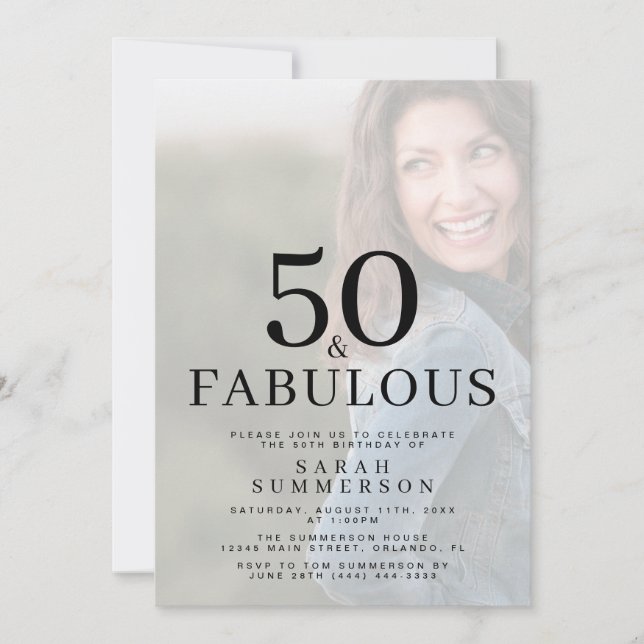 Fifty and Fabulous Photo 50th Birthday Party Invitation (Front)