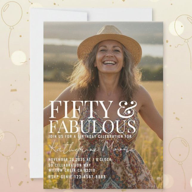 Fifty and Fabulous Photo 50th Birthday Party Invitation (Creator Uploaded)
