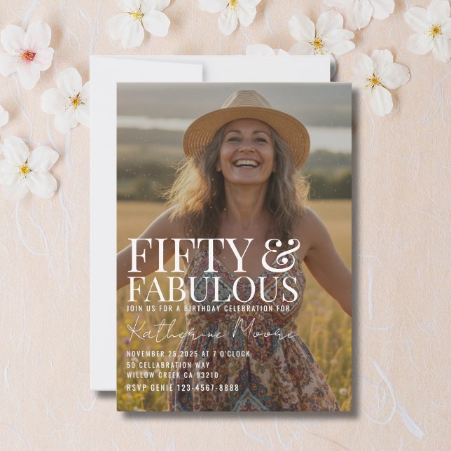 Fifty and Fabulous Photo 50th Birthday Party Invitation (Creator Uploaded)