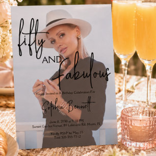 Fifty and Fabulous Photo 50th Birthday Party Invitation