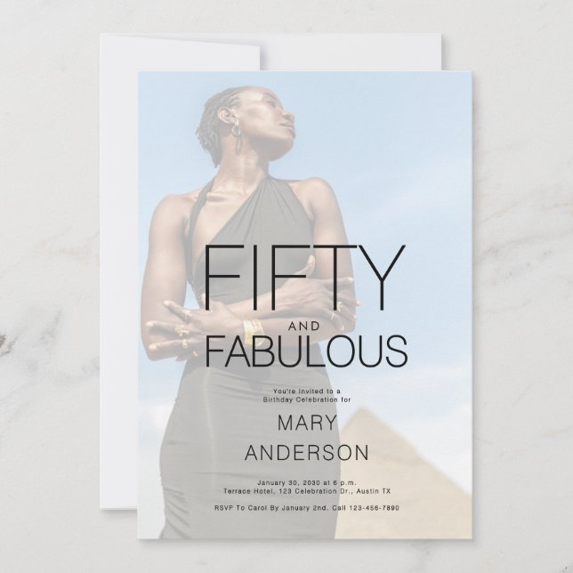Fifty and Fabulous Photo 50th Birthday Party Invitation (Front)