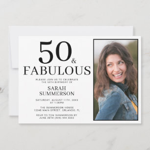 Fifty and Fabulous Photo 50th Birthday Party Invitation