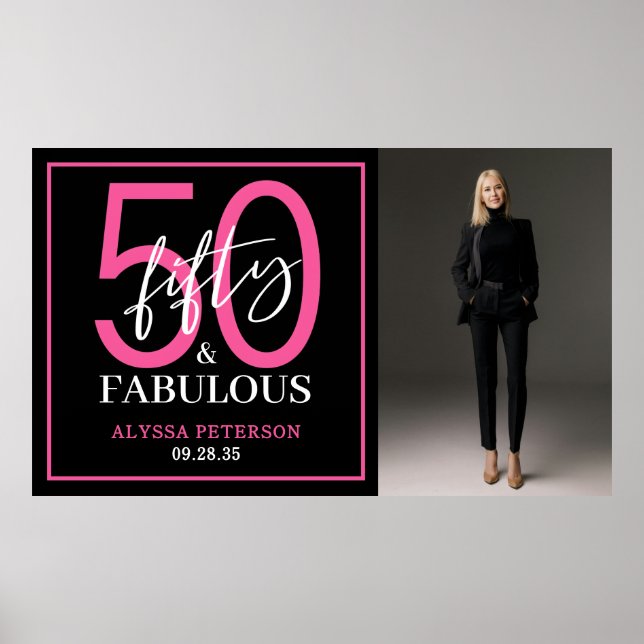 Fifty and Fabulous Photo 50th Birthday Party Poster (Front)