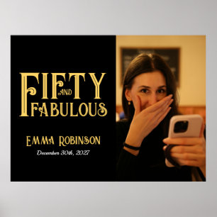 Fifty and Fabulous Photo 50th Birthday Party Poster