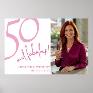 Fifty and Fabulous Photo 50th Birthday Party  Poster