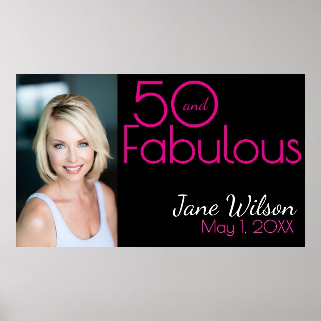 Fifty and Fabulous Photo 50th Birthday Party  Poster (Front)